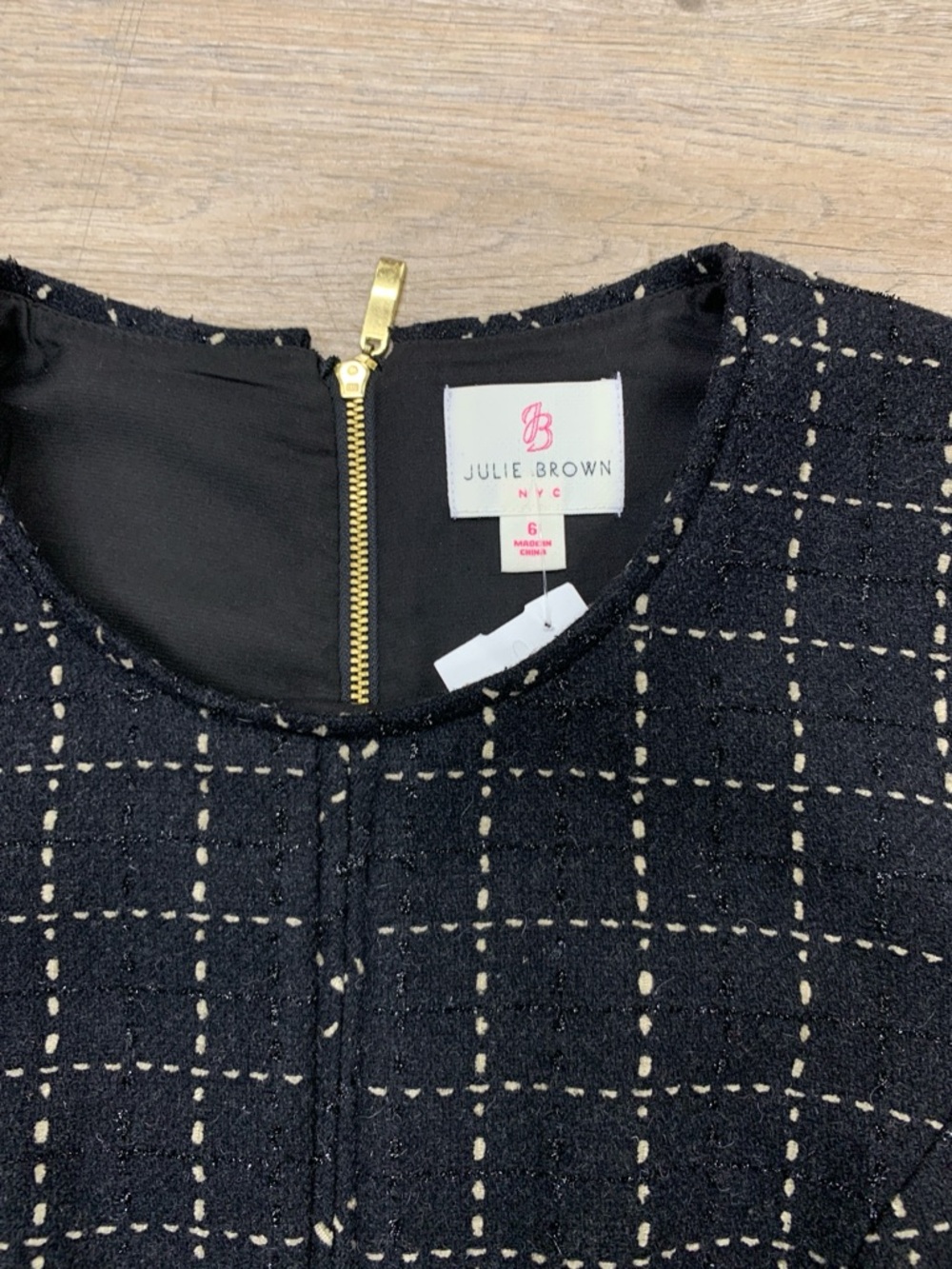 JB by Julie Brown Black Windowpane Cap-Sleeve Sheath Dress - Picture 2 of 4